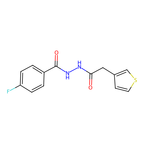 4-fluoro-N'-(2-thiophen-3-ylacetyl)benzohydrazide structure
