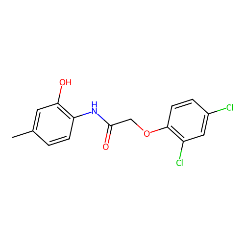 2-(2,4-dichlorophenoxy)-N-(2-hydroxy-4-methylphenyl)acetamide structure