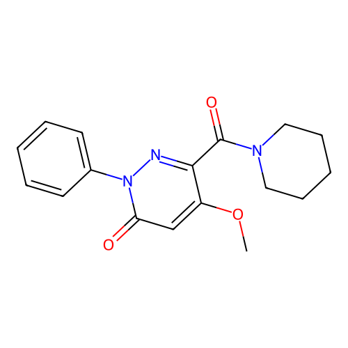 5-methoxy-2-phenyl-6-(piperidine-1-carbonyl)pyridazin-3(2H)-one structure