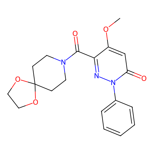 6-(1,4-Dioxa-8-azaspiro[4.5]decane-8-carbonyl)-5-methoxy-2-phenylpyridazin-3-one structure