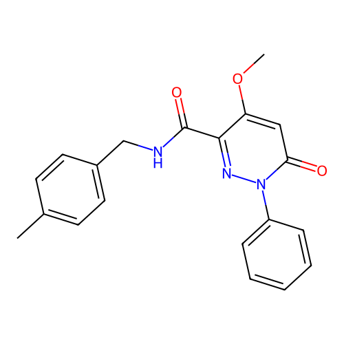 4-methoxy-N-[(4-methylphenyl)methyl]-6-oxo-1-phenylpyridazine-3-carboxamide structure