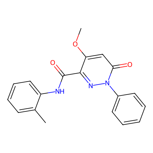 4-methoxy-N-(2-methylphenyl)-6-oxo-1-phenylpyridazine-3-carboxamide structure
