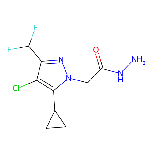 2-[4-chloro-5-cyclopropyl-3-(difluoromethyl)-1H-pyrazol-1-yl]acetohydrazide structure