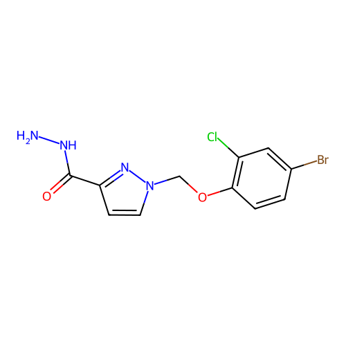 1-((4-Bromo-2-chlorophenoxy)methyl)-1H-pyrazole-3-carbohydrazide structure
