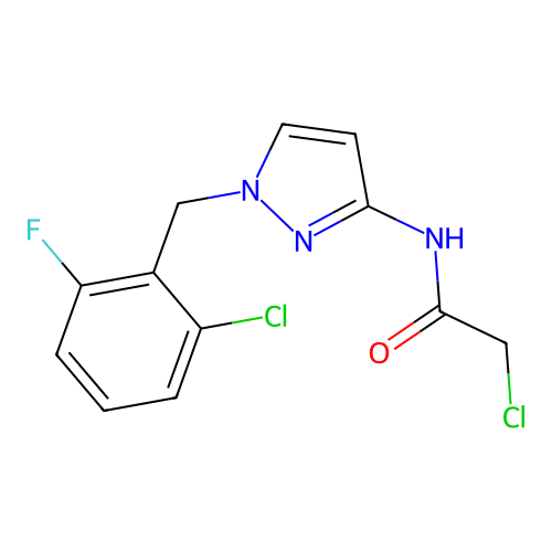 2-Chloro-N-(1-(2-chloro-6-fluorobenzyl)-1H-pyrazol-3-yl)acetamide structure