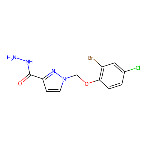 1-((2-Bromo-4-chlorophenoxy)methyl)-1H-pyrazole-3-carbohydrazide structure