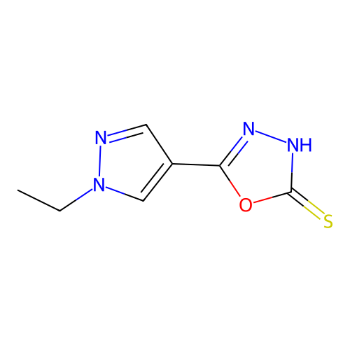 5-(1-ethyl-1H-pyrazol-4-yl)-1,3,4-oxadiazole-2-thiol structure