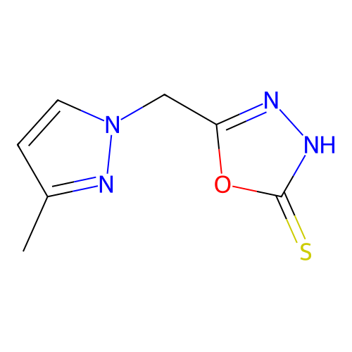 5-[(3-methyl-1H-pyrazol-1-yl)methyl]-1,3,4-oxadiazole-2-thiol structure