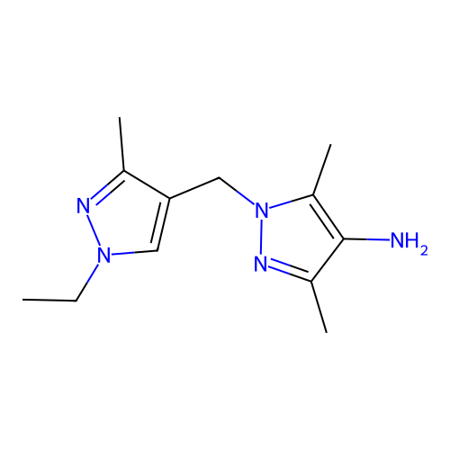 1-((1-Ethyl-3-methyl-1H-pyrazol-4-yl)methyl)-3,5-dimethyl-1H-pyrazol-4-amine structure