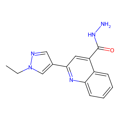 2-(1-ethyl-1H-pyrazol-4-yl)quinoline-4-carbohydrazide structure