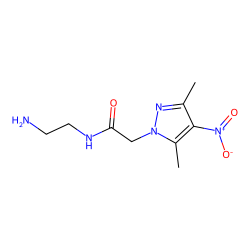 N-(2-aminoethyl)-2-(3,5-dimethyl-4-nitro-1H-pyrazol-1-yl)acetamide structure