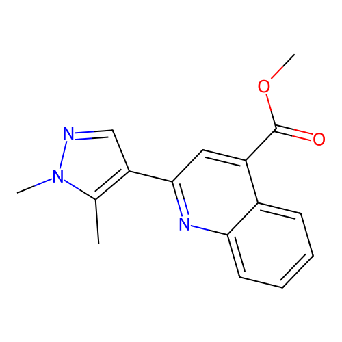 methyl 2-(1,5-dimethyl-1H-pyrazol-4-yl)quinoline-4-carboxylate structure