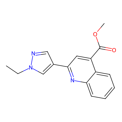 methyl 2-(1-ethyl-1H-pyrazol-4-yl)quinoline-4-carboxylate structure