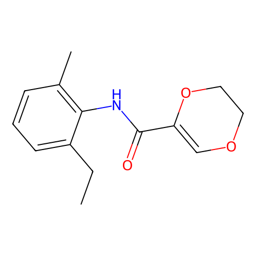 N-(2-ethyl-6-methylphenyl)-2,3-dihydro-1,4-dioxine-5-carboxamide structure