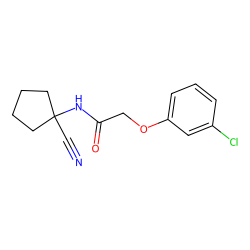 2-(3-chlorophenoxy)-N-(1-cyanocyclopentyl)acetamide structure