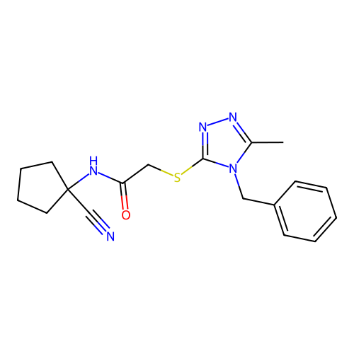 2-[(4-benzyl-5-methyl-1,2,4-triazol-3-yl)sulfanyl]-N-(1-cyanocyclopentyl)acetamide structure