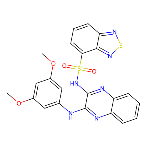 N-(3-((3,5-dimethoxyphenyl)amino)quinoxalin-2-yl)benzo[c][1,2,5]thiadiazole-4-sulfonamide structure