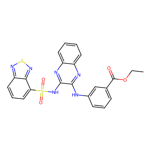 ethyl 3-((3-(benzo[c][1,2,5]thiadiazole-4-sulfonamido)quinoxalin-2-yl)amino)benzoate structure