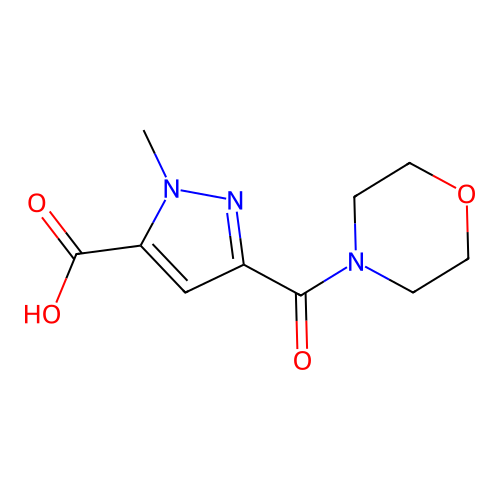 1-methyl-3-(morpholine-4-carbonyl)-1H-pyrazole-5-carboxylic acid structure