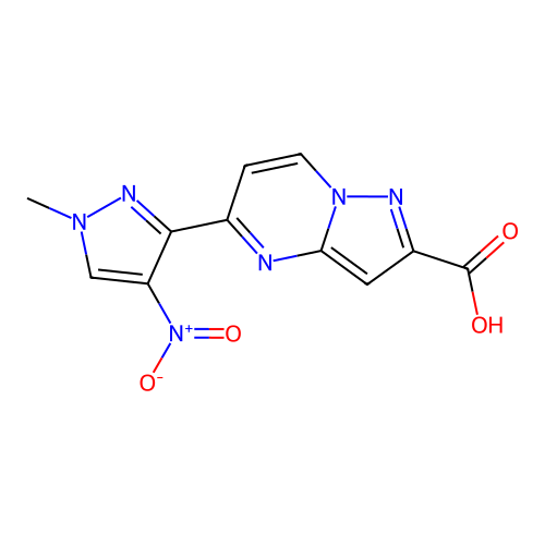 5-(1-methyl-4-nitro-1H-pyrazol-3-yl)pyrazolo[1,5-a]pyrimidine-2-carboxylic acid structure