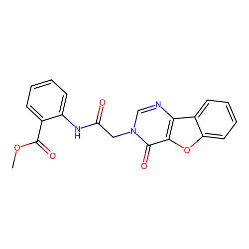 methyl 2-(2-(4-oxobenzofuro[3,2-d]pyrimidin-3(4H)-yl)acetamido)benzoate structure