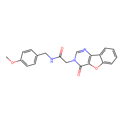 N-[(4-methoxyphenyl)methyl]-2-(4-oxo-[1]benzofuro[3,2-d]pyrimidin-3-yl)acetamide structure