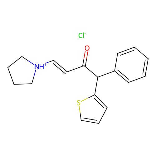3-Buten-2-one, 1-phenyl-4-(1-pyrrolidinyl)-1-(2-thienyl)-, hydrochloride structure