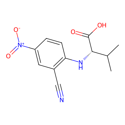 N-(2-cyano-4-nitrophenyl)-L-valine structure