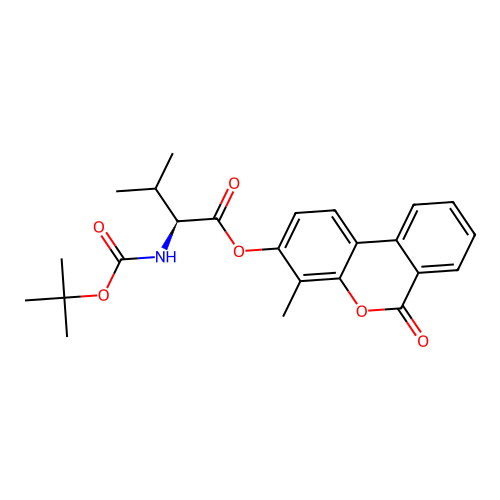 4-Methyl-6-oxo-6H-dibenzo[b,d]pyran-3-yl N-(tert-butoxycarbonyl)-L-valinate structure