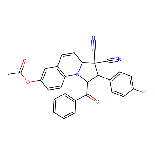 [1-benzoyl-2-(4-chlorophenyl)-3,3-dicyano-2,3a-dihydro-1H-pyrrolo[1,2-a]quinolin-7-yl] acetate structure