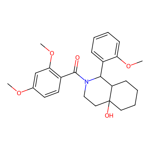 (2,4-dimethoxyphenyl)[4a-hydroxy-1-(2-methoxyphenyl)octahydroisoquinolin-2(1H)-yl]methanone structure