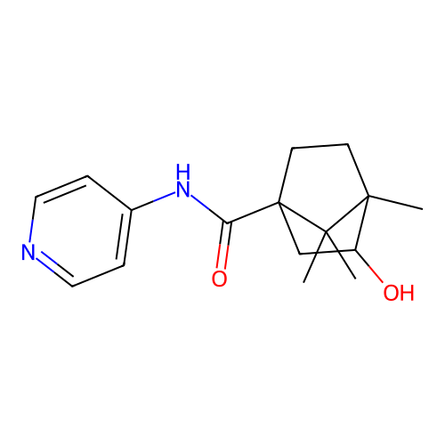 3-hydroxy-4,7,7-trimethyl-N-(pyridin-4-yl)bicyclo[2.2.1]heptane-1-carboxamide structure