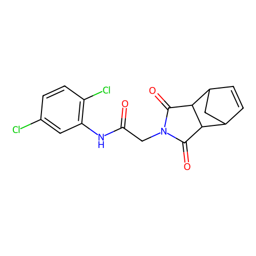 N-(2,5-dichlorophenyl)-2-(1,3-dioxo-1,3,3a,4,7,7a-hexahydro-2H-4,7-methanoisoindol-2-yl)acetamide structure