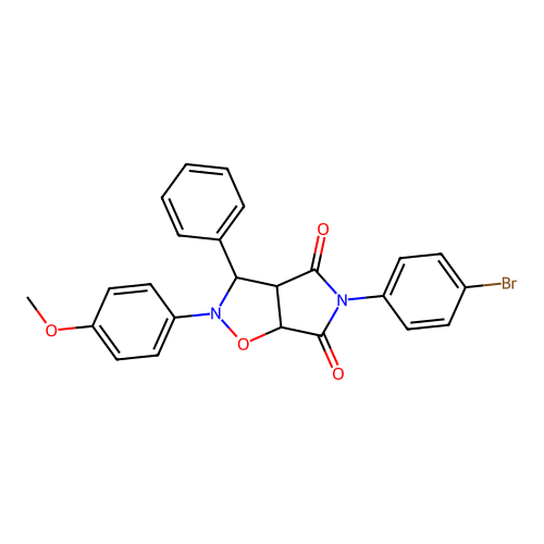 3-(4-bromophenyl)-7-(4-methoxyphenyl)-8-phenyl-6-oxa-3,7-diazabicyclo[3.3.0]octane-2,4-dione structure