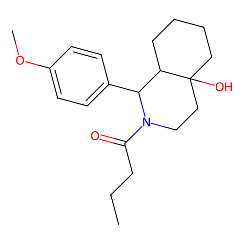 1-[4a-hydroxy-1-(4-methoxyphenyl)-1,3,4,5,6,7,8,8a-octahydroisoquinolin-2-yl]butan-1-one structure