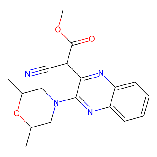 Methyl cyano[3-(2,6-dimethylmorpholin-4-yl)quinoxalin-2-yl]acetate structure
