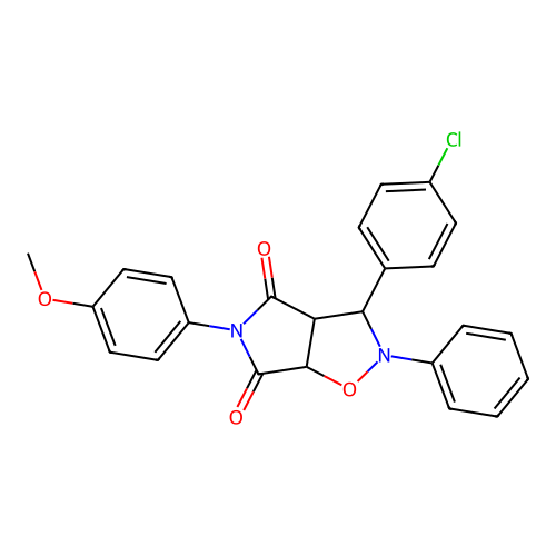 3-(4-chlorophenyl)-5-(4-methoxyphenyl)-2-phenyldihydro-2H-pyrrolo[3,4-d][1,2]oxazole-4,6(3H,5H)-dione structure