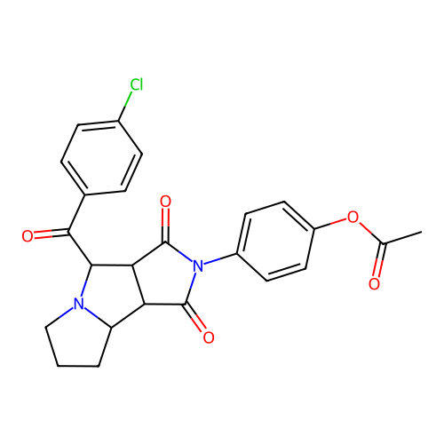 4-(4-(4-chlorobenzoyl)-1,3-dioxooctahydropyrrolo[3,4-a]pyrrolizin-2(3H)-yl)phenyl acetate structure