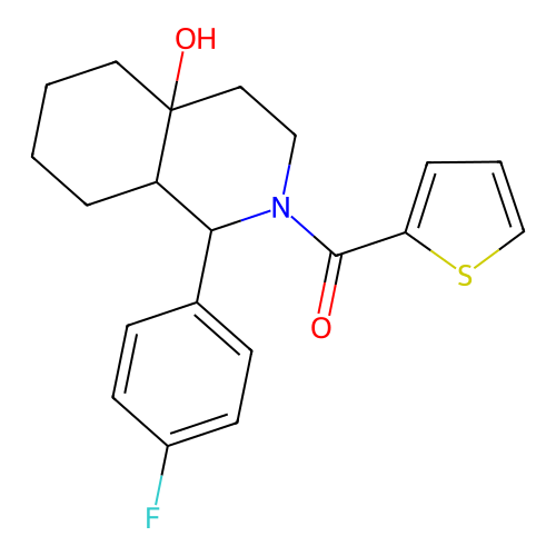 (1-(4-fluorophenyl)-4a-hydroxyoctahydroisoquinolin-2(1H)-yl)(thiophen-2-yl)methanone structure