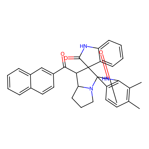 6'',7''-dimethyl-1'-[(naphthalen-2-yl)carbonyl]-1,1'',2,2'',5',6',7',7'a-octahydro-1'H-dispiro[indole-3,2'-pyrrolizine-3',3''-indole]-2,2''-dione structure