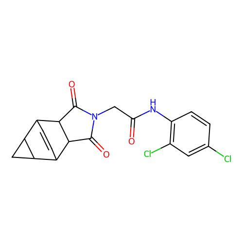 N-(2,4-dichlorophenyl)-2-(1,3-dioxooctahydro-4,6-ethenocyclopropa[f]isoindol-2(1H)-yl)acetamide structure