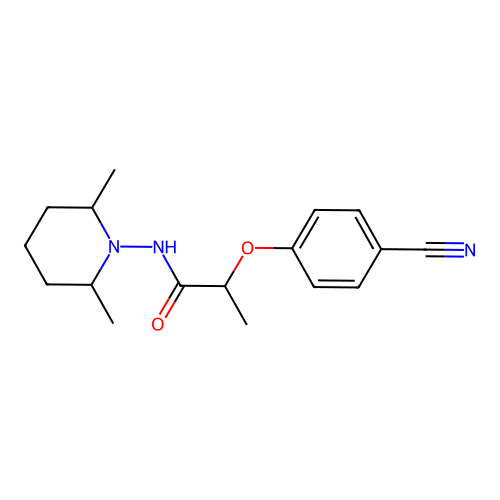 2-(4-cyanophenoxy)-N-(2,6-dimethylpiperidin-1-yl)propanamide structure