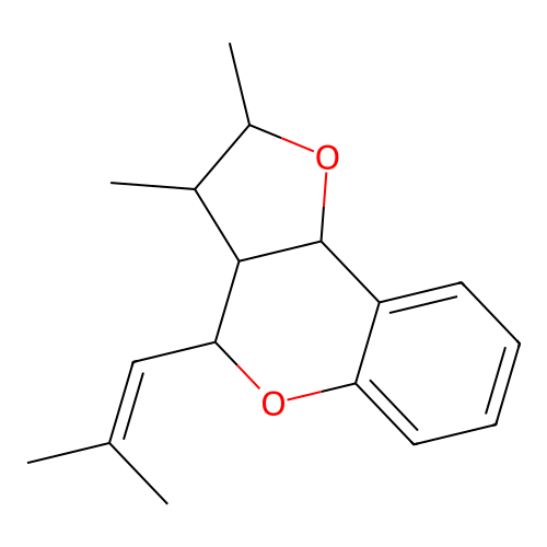 2,3-dimethyl-4-(2-methylprop-1-en-1-yl)-2,3,3a,9b-tetrahydro-4H-furo[3,2-c]chromene structure