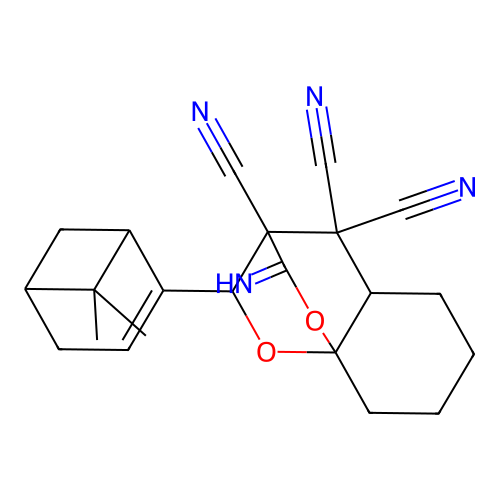 2-((1R,5S)-6,6-dimethylbicyclo[3.1.1]hept-2-en-2-yl)-10-iminohexahydro-8a,3-(epoxymethano)chromene-3,4,4(4aH)-tricarbonitrile structure