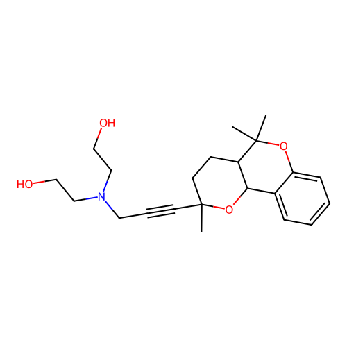 2,2'-((3-(2,5,5-trimethyl-2,3,4,4a,5,10b-hexahydropyrano[3,2-c]chromen-2-yl)prop-2-yn-1-yl)azanediyl)diethanol structure