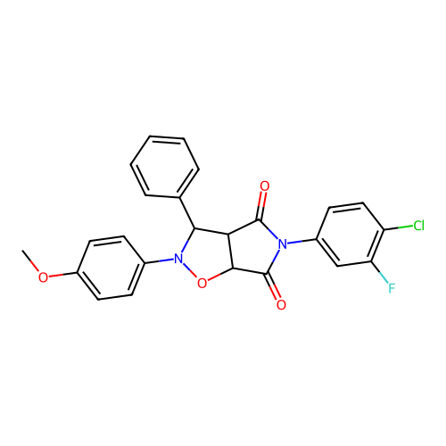 5-(4-chloro-3-fluorophenyl)-2-(4-methoxyphenyl)-3-phenyl-3a,6a-dihydro-3H-pyrrolo[3,4-d][1,2]oxazole-4,6-dione structure