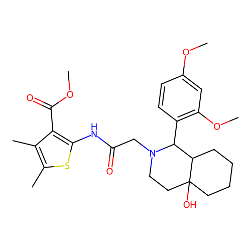 2-{2-[1-(2,4-Dimethoxy-phenyl)-4a-hydroxy-octahydro-isoquinolin-2-yl]-acetylamino}-4,5-dimethyl-thiophene-3-carboxylic acid methyl ester structure