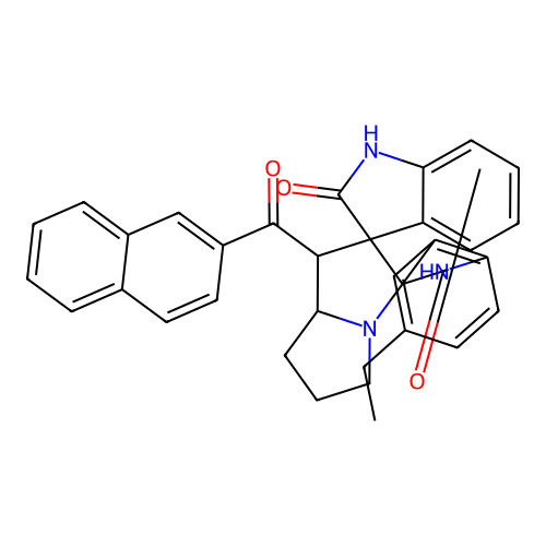 5''-ethyl-1'-[(naphthalen-2-yl)carbonyl]-1,1'',2,2'',5',6',7',7'a-octahydro-1'H-dispiro[indole-3,2'-pyrrolizine-3',3''-indole]-2,2''-dione structure