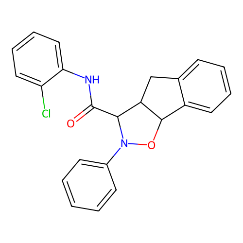 N-(2-chlorophenyl)-2-phenyl-3,3a,4,8b-tetrahydro-2H-indeno[2,1-d]isoxazole-3-carboxamide structure