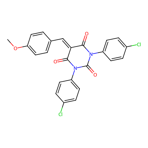 1,3-bis(4-chlorophenyl)-5-[(4-methoxyphenyl)methylidene]-1,3-diazinane-2,4,6-trione structure